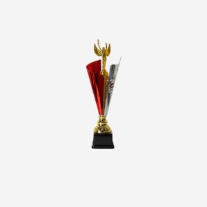 Trofeo plástico rojo/plateado