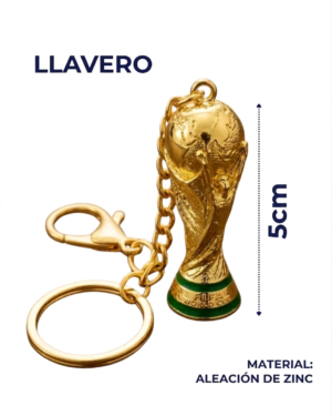 Llavero Copa Mundo Fútbol Dorado Souvenir Mundial