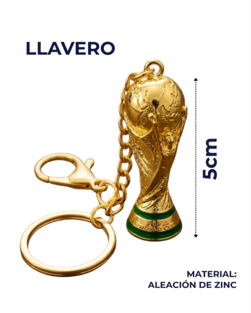 Llavero Copa Mundo Fútbol Dorado Souvenir Mundial